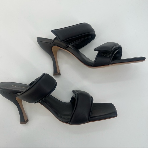 New GIA Borghini Pernille Teisbaek Black Perni Leather 2 Straps Slide Heel 10 - Picture 6 of 13